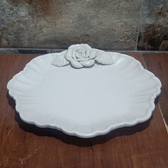 Vintage World Bazaars 3D Rose Decorative Scalloped Serving Dish Bowl - Picture 7 of 11
